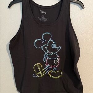 Disney Black Neon Outline Mickey Mouse juniors 2XL Tank Top
